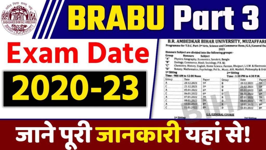 BRABU Part 3 Exam Date 2020-23: