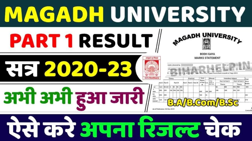 Magadh University Part 1 Result 2020-23