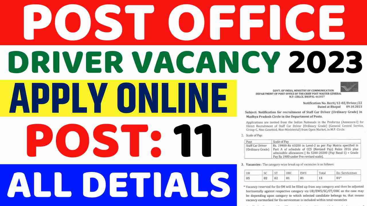 Post Office Driver Vacancy 2023
