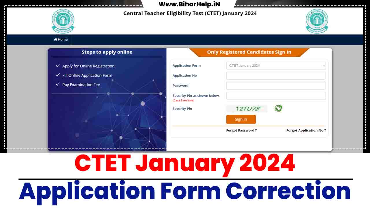 CTET Application Form Correction 2023