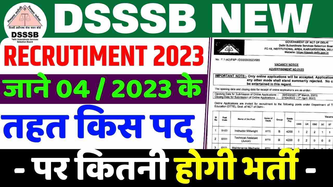 DSSSB New Recruitment 2023