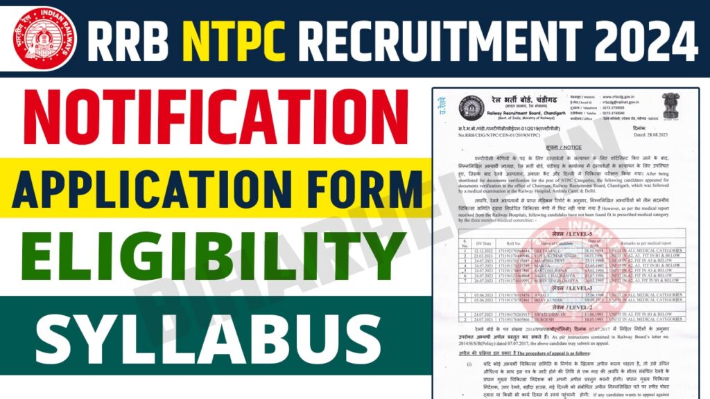 RRB NTPC Recruitment 2024 10884 Vacancies Announced, Notification