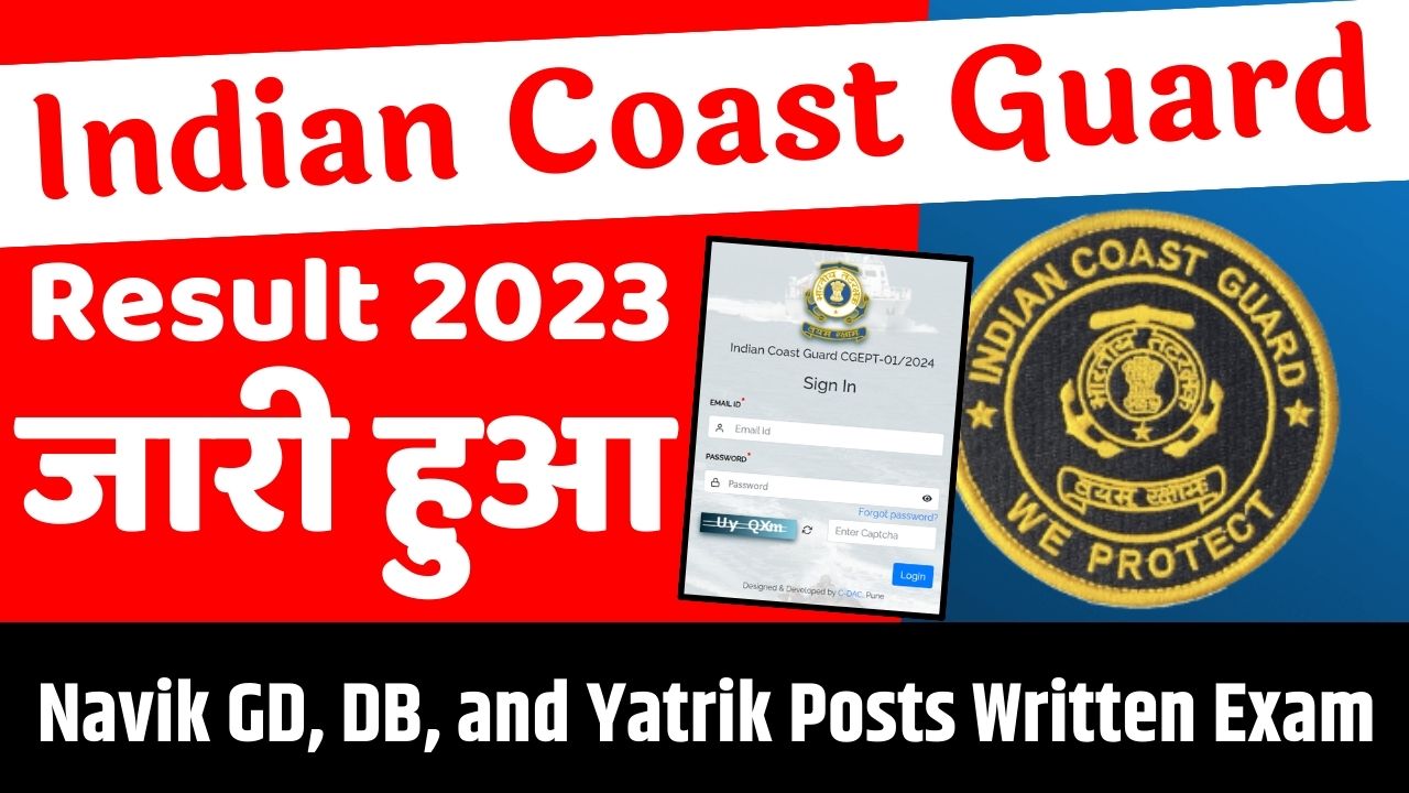 Indian Coast Guard Result 2023 Download Link (Out) For CGEPT 1/2024