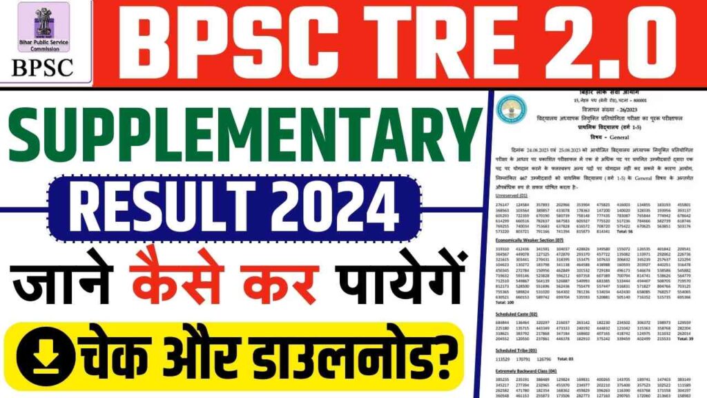 BPSC TRE 2.0 Supplementary Result 2024 PDF Download Link (Released