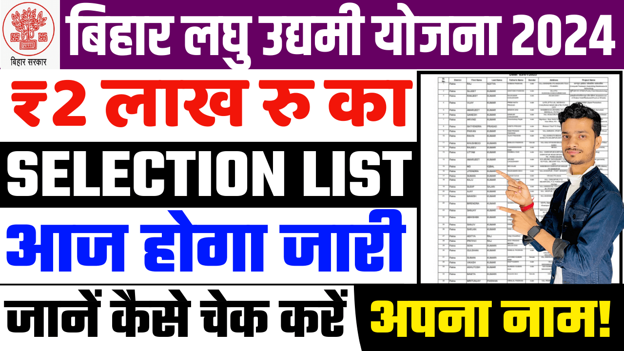 Bihar Laghu Udyami Yojana Selection List 2024 