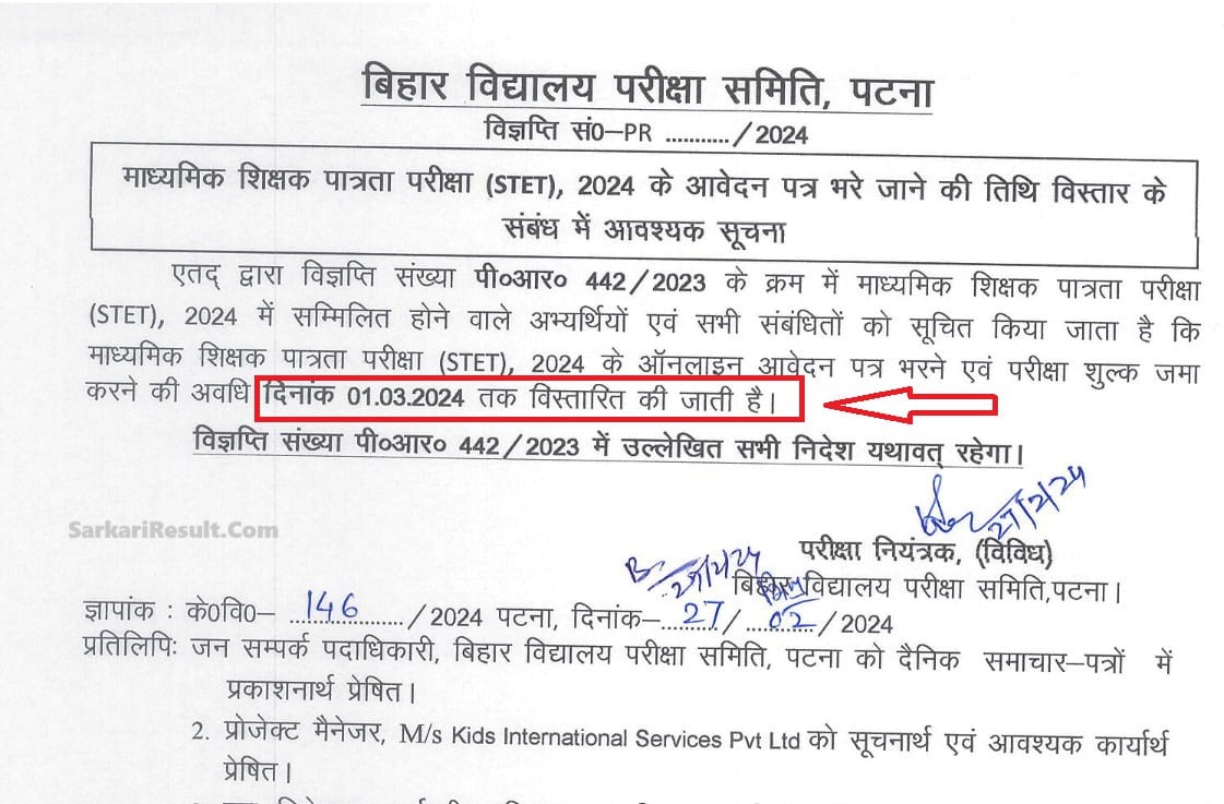 Bihar Stet Online Form 2024