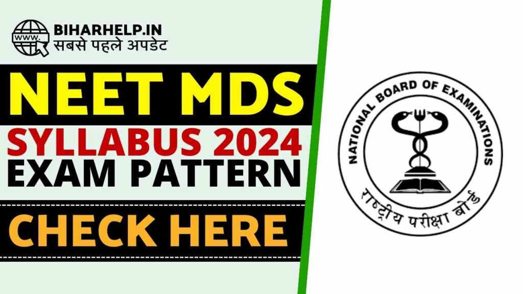 NEET MDS Syllabus 2024 Check Here NEET MDS Exam Pattern, Marking