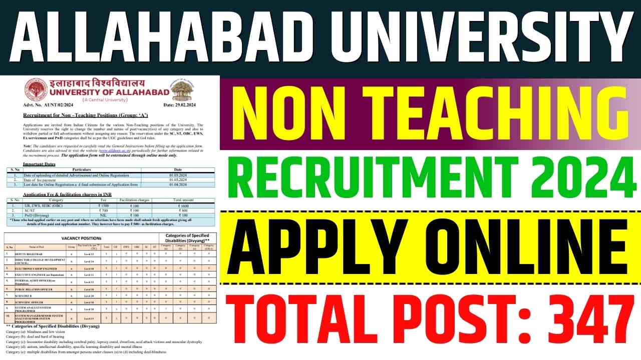 Allahabad University Non Teaching Recruitment 2024 Apply Online For 347