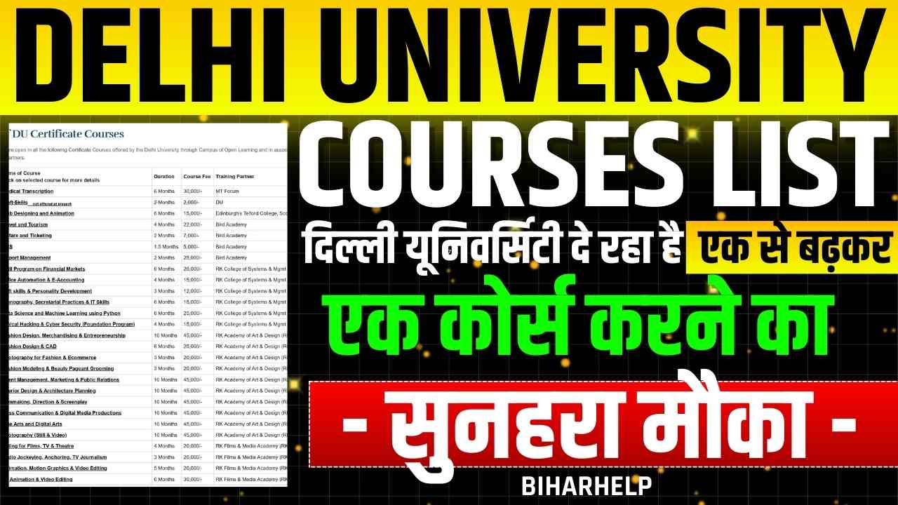 Delhi University Courses List