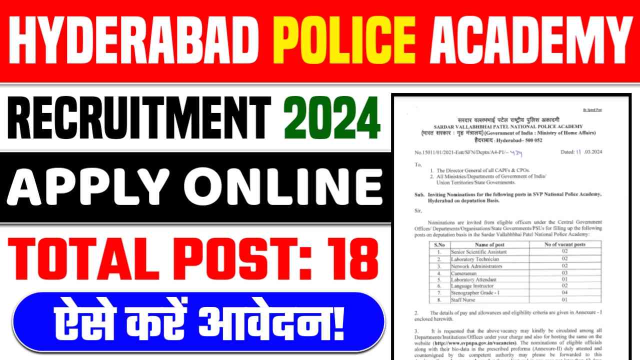 Hyderabad Police Academy Recruitment 2024