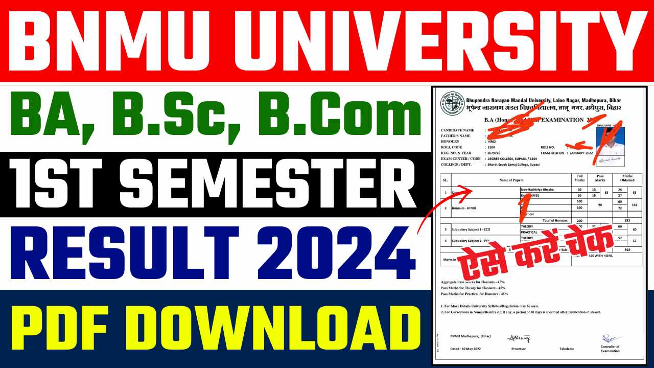 BNMU RESULT 2024 PDF DOWNLOAD LINK UG 1ST SEMESTER