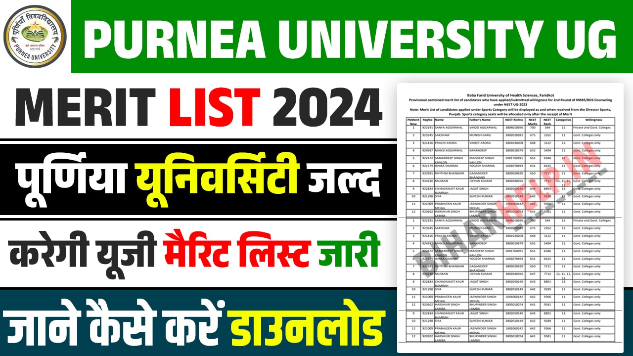 Purnea University UG Merit List 2024