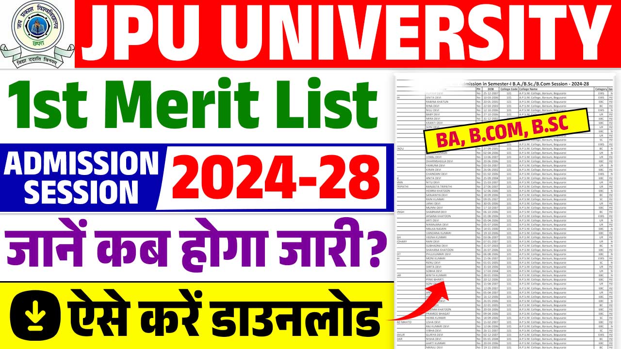 JPU 1st Merit List 2024 - 28