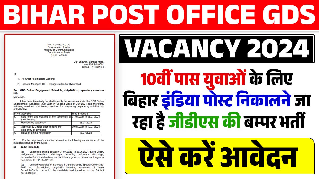 Bihar Post Office GDS Vacancy 2024