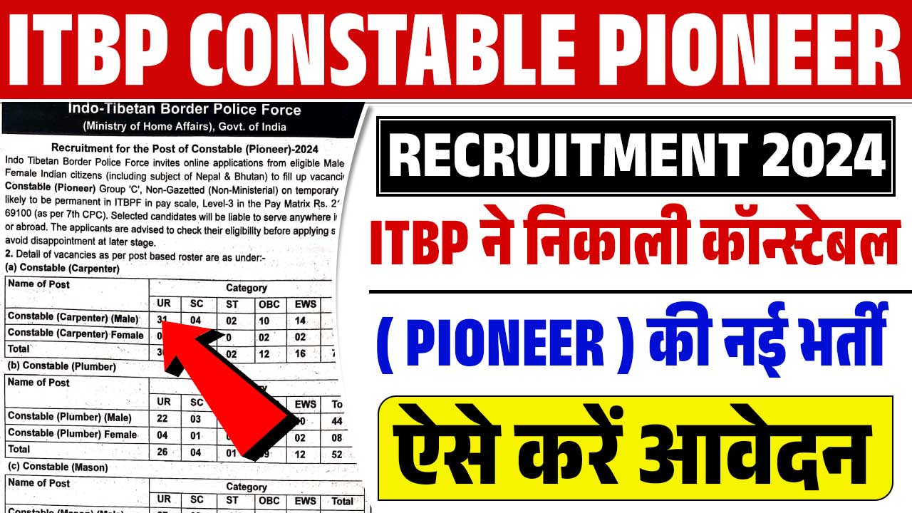 ITBP Constable Pioneer Recruitment 2024