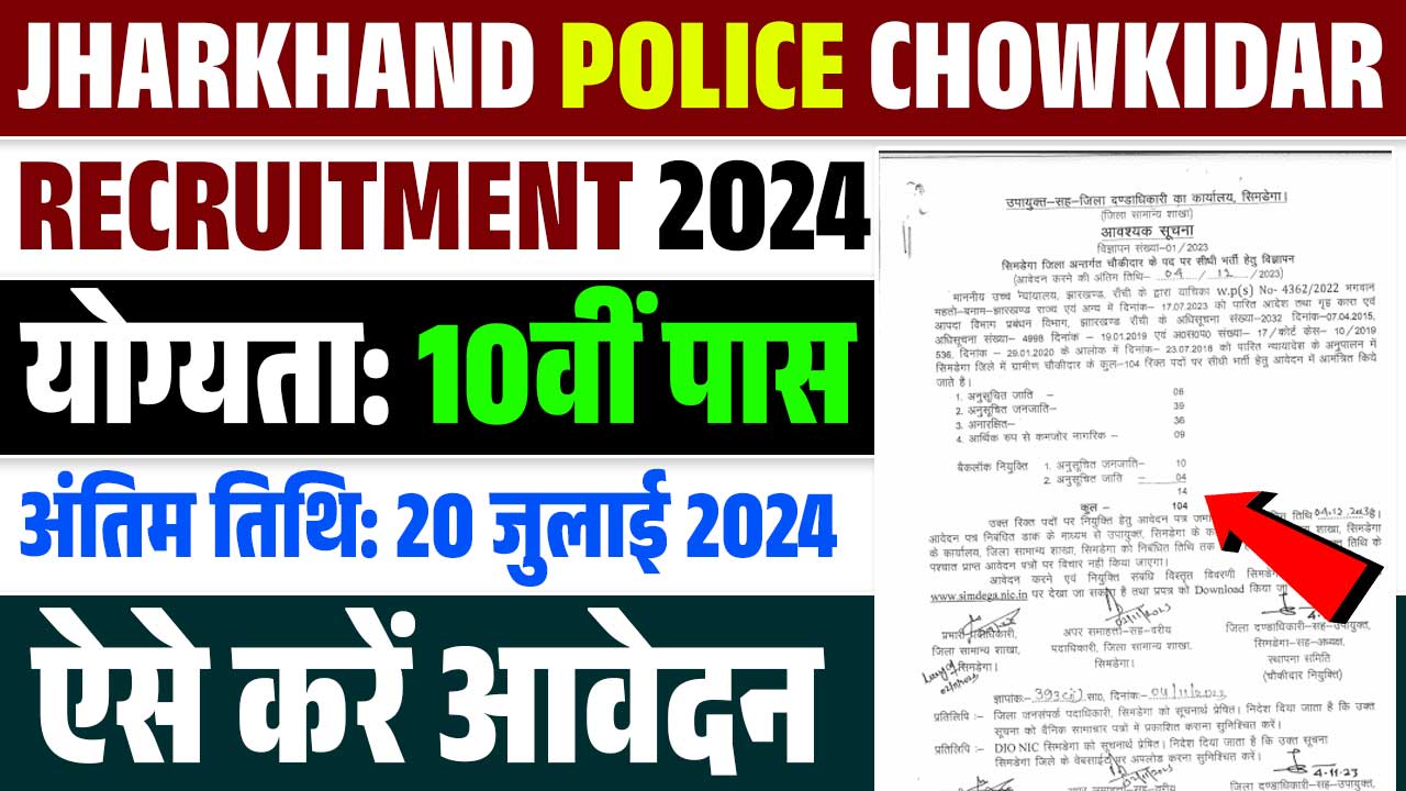 Jharkhand Police Chowkidar Recruitment 2024