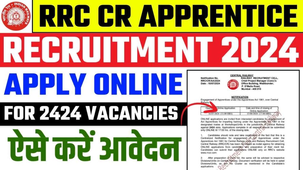 RRC CR Apprentice Recruitment 2024 Apply Online For 2424 Vacancies