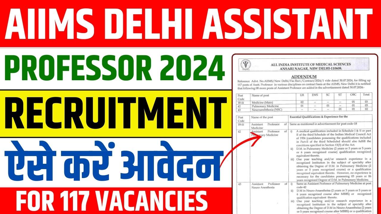 AIIMS DELHI ASSISTANT PROFESSOR RECRUITMENT 2024