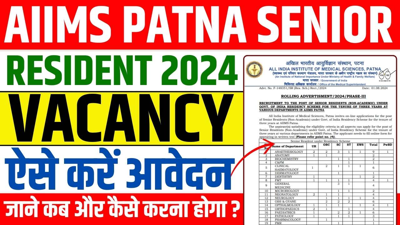 AIIMS PATNA SENIOR RESIDENT VACANCY 2024