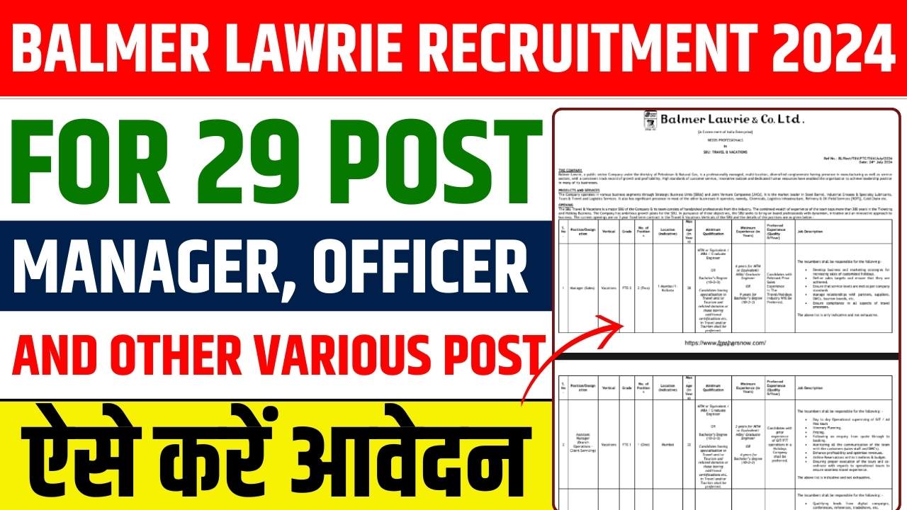 BALMER LAWRIE RECRUITMENT 2024