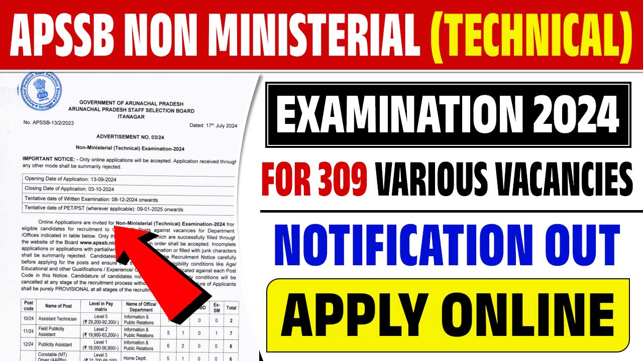 APSSB Non Ministerial (Technical) Examination 2024