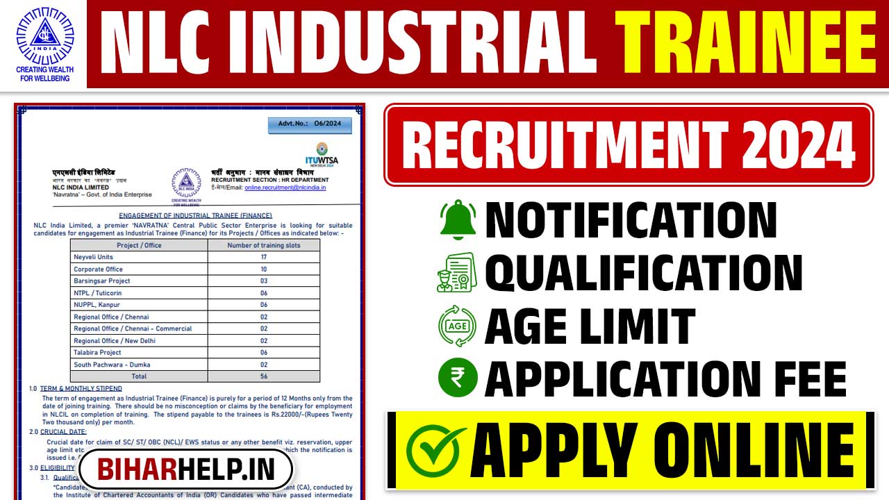 NLC Industrial Trainee Recruitment 2024