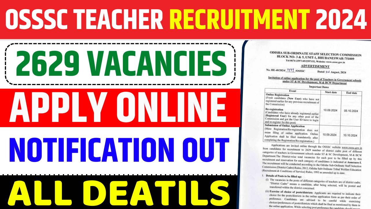 OSSSC TEACHER RECRUITMENT 2024