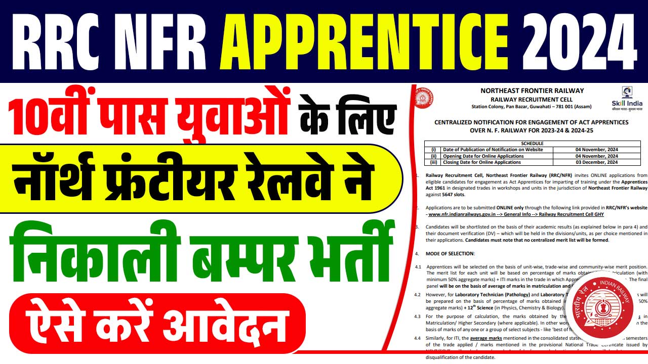 RRC NFR Apprentice Recruitment 2024