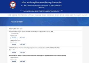 AIIMS Bilaspur Senior Resident Recruitment 2025