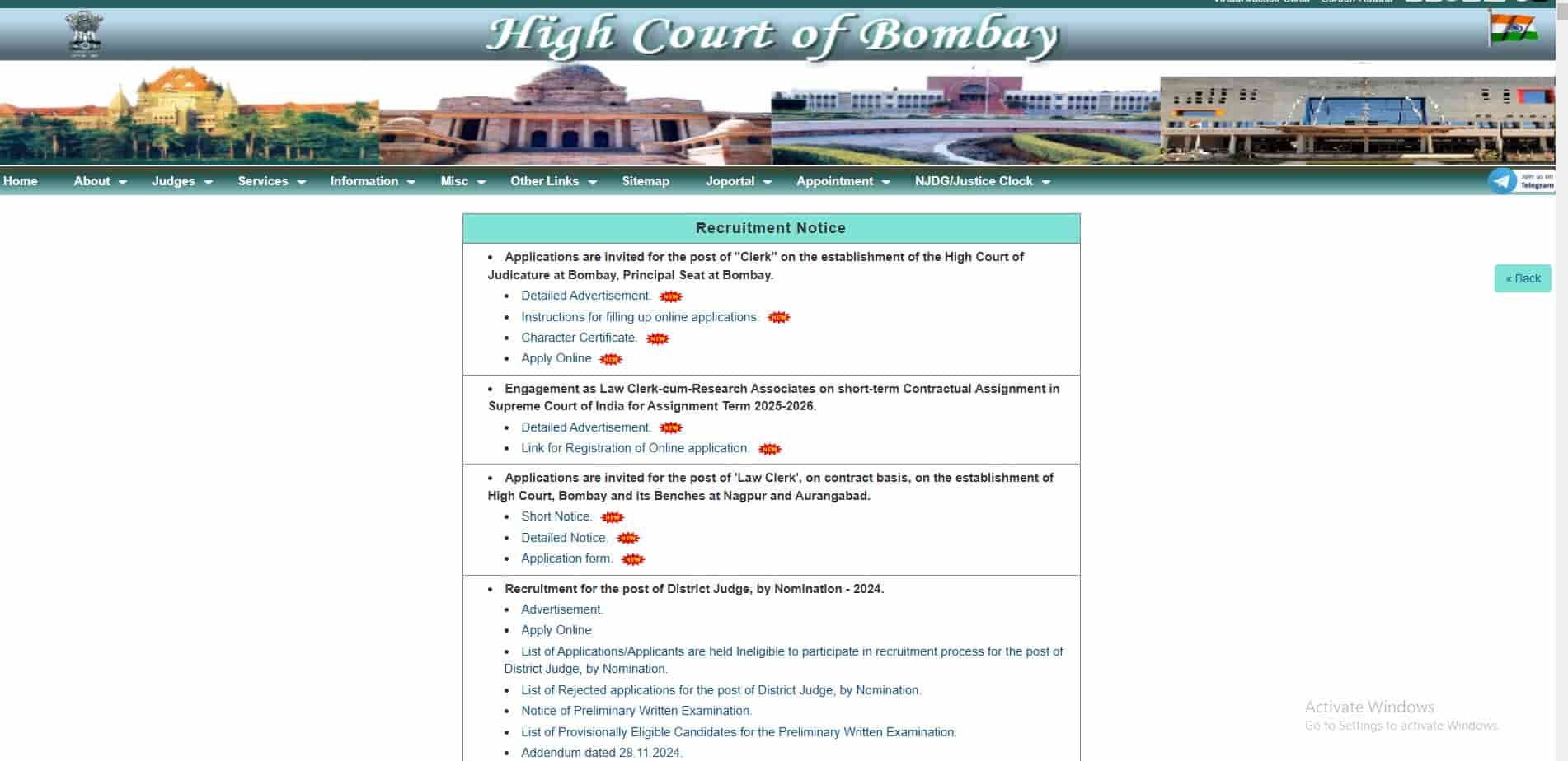 Bombay High Court Clerk Recruitment 2025 Apply Online For 129 Vacancies