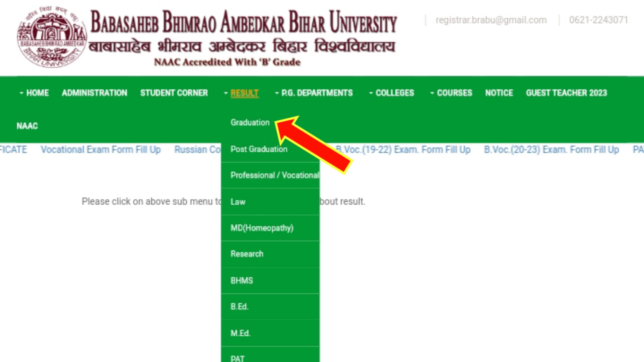 BRABU UG 1st Semester Result