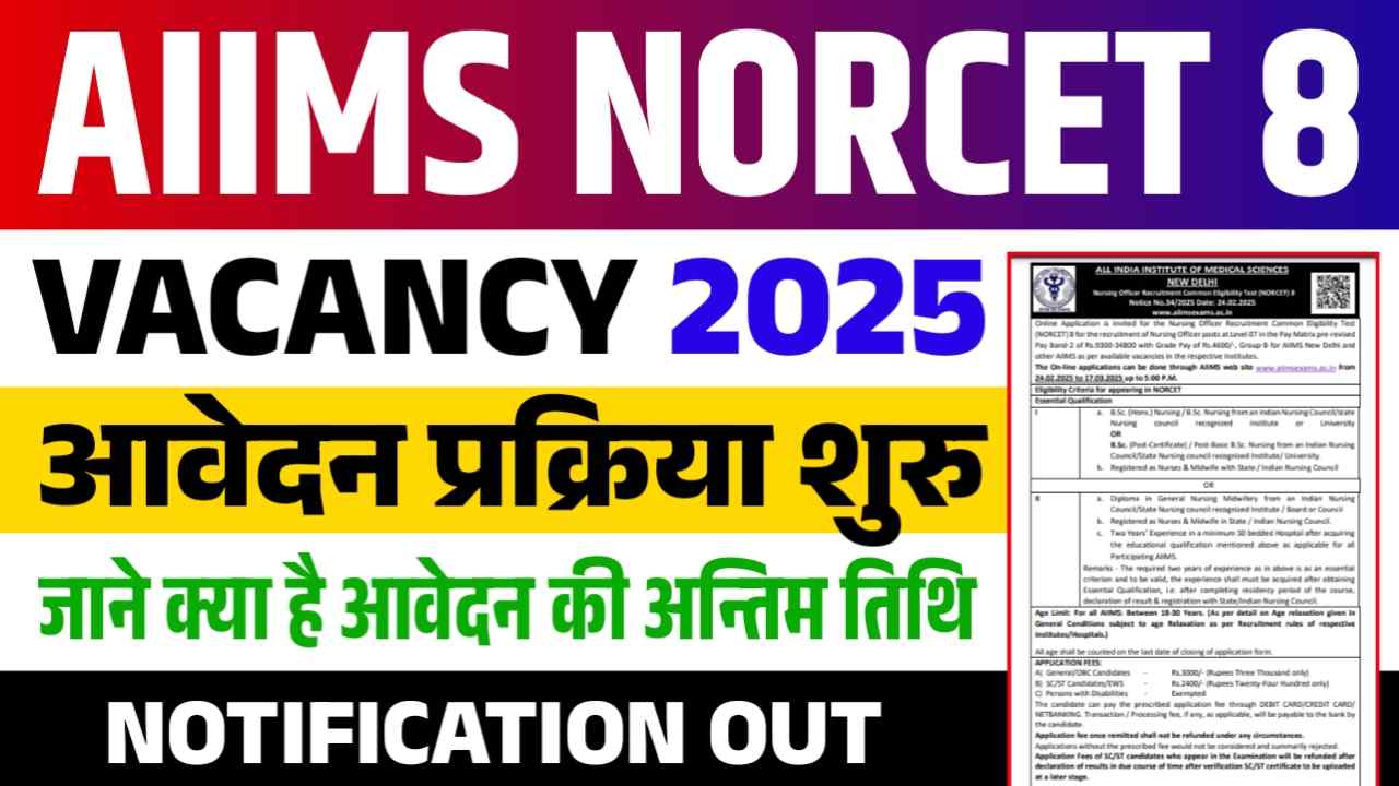 AIIMS Norcet 8 Vacancy 2025