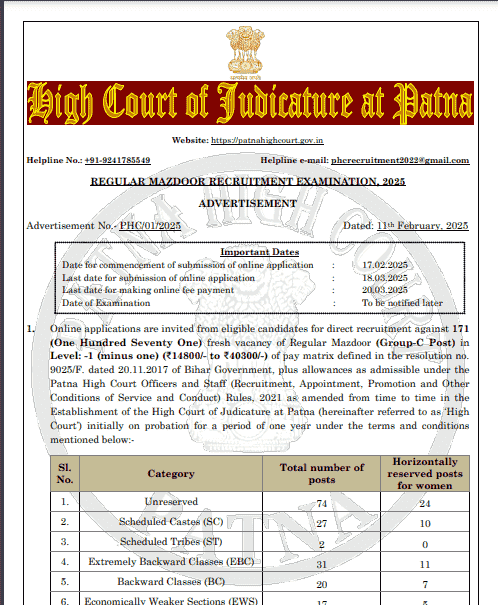 Patna High Court Recruitment 2025