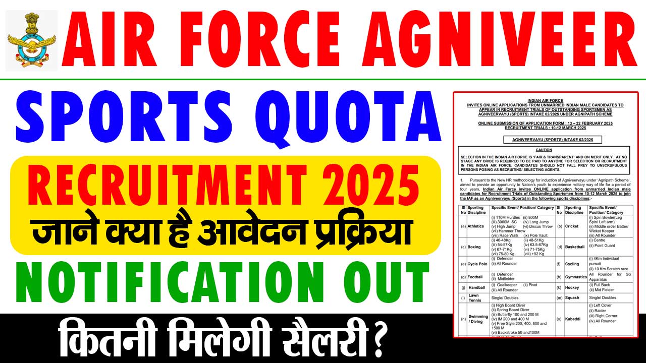 Air Force Agniveer Sports Quota Recruitment 2025