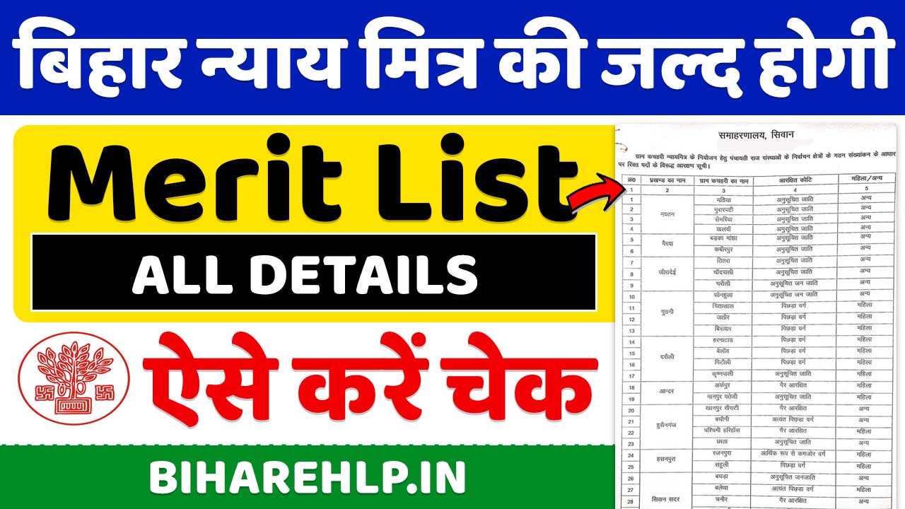 Bihar Nyaya Mitra Merit List 2025