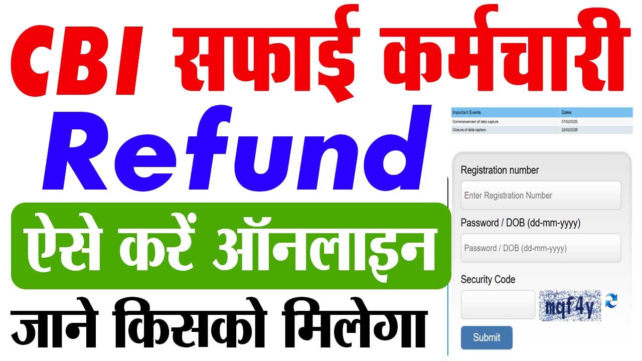 Central Bank of India Safai Karamchari Fee Refund