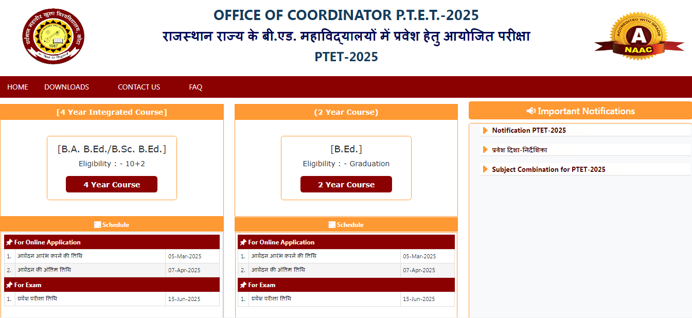 Rajasthan PTET 2025