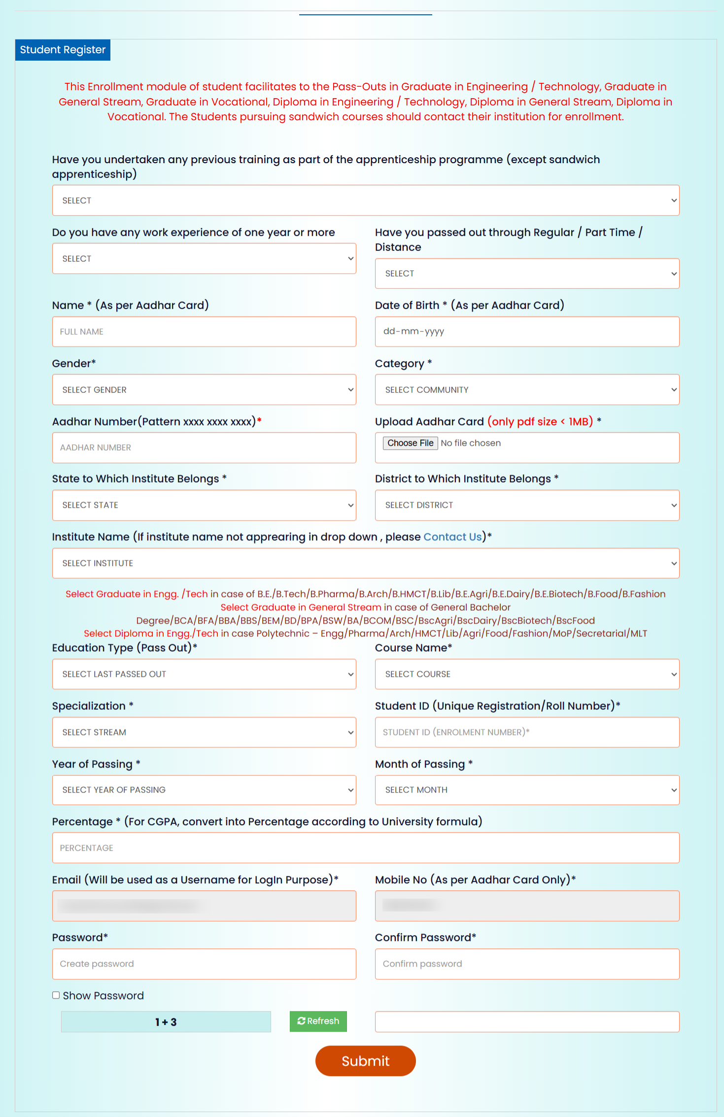 RCFL Apprentice Recruitment 2025 Official Website Screenshot.