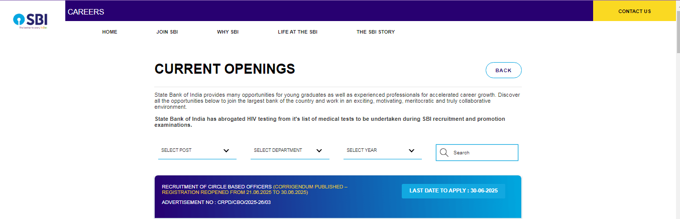 SBI Bank CBO Vacancy 2025 SBI Bank CBO Vacancy 2025