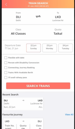 IRCTC Tatkal Ticket Booking