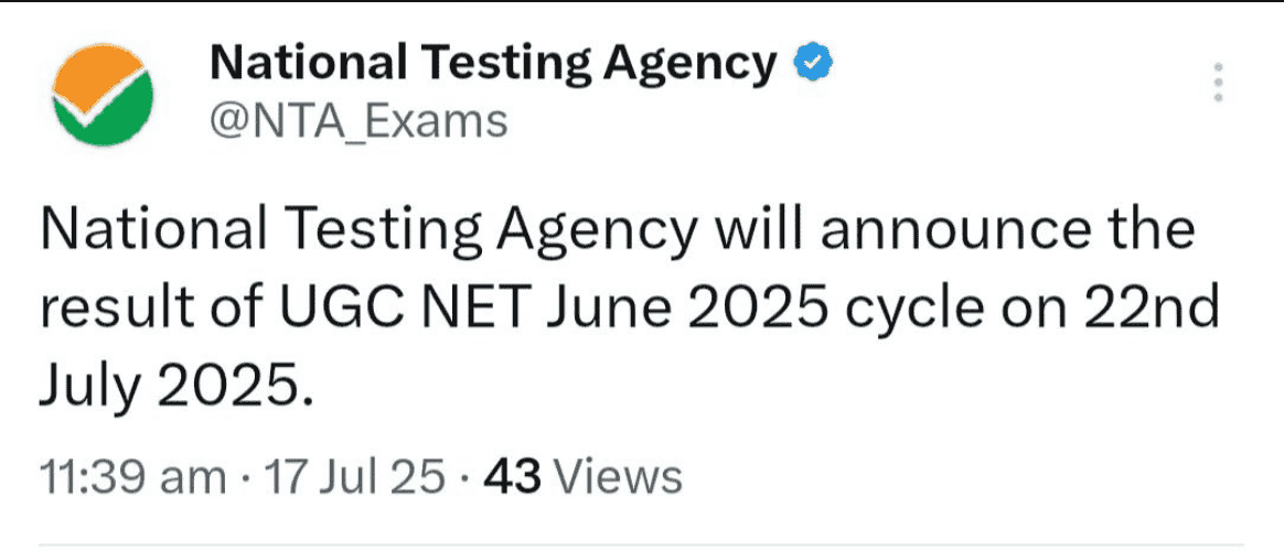 UGC NET June Result 2025 Screenshot.