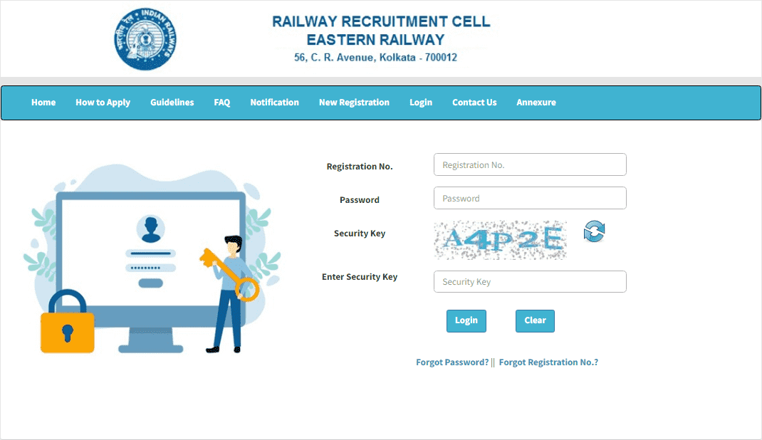 RRC ER Apprentice Recruitment 2025 RRC ER Apprentice Recruitment 2025 Official Website Screenshot.