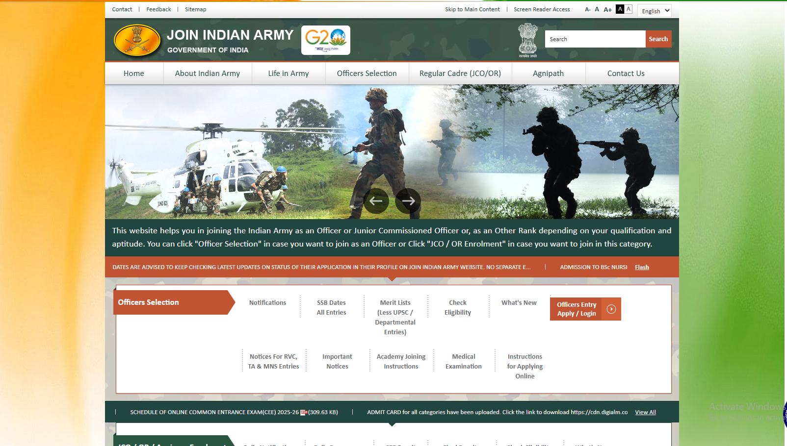 Army JAG Entry 2025 Official Website Screenshot.