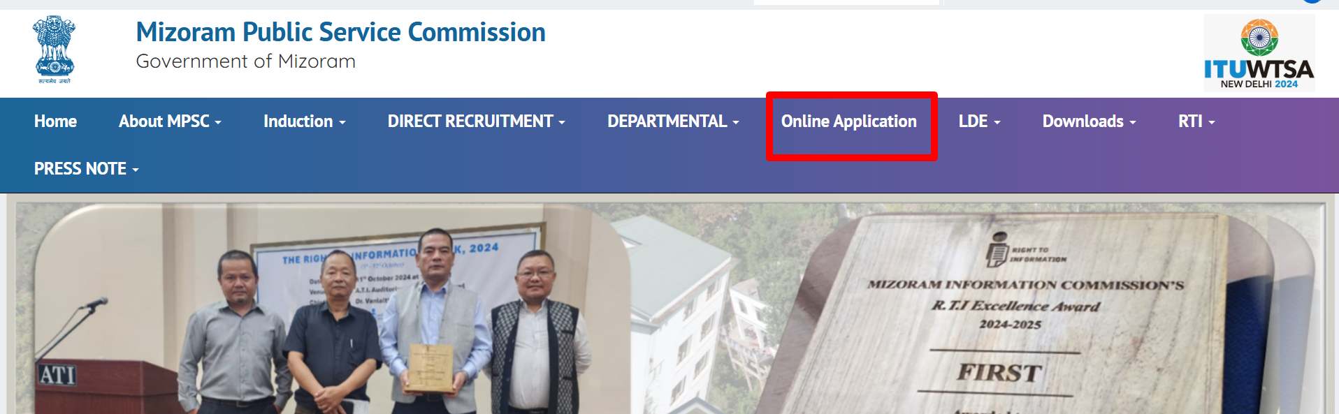 Mizoram Public Service Commission Website Home Page