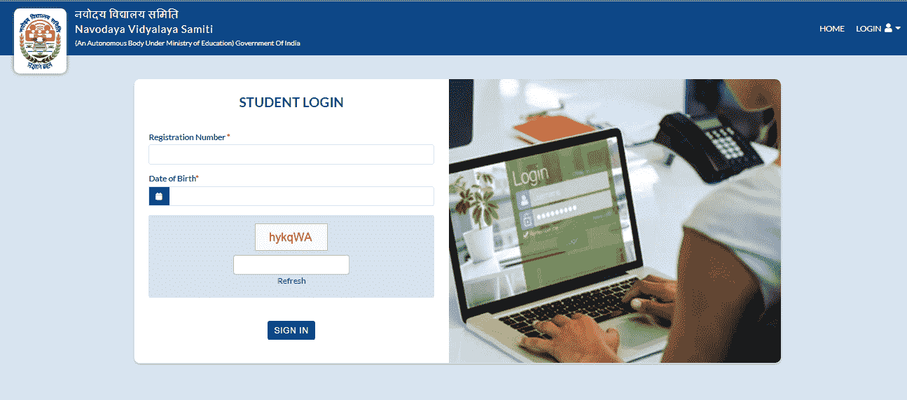NVS Class 11th Admission Form 2025 NVS Class 11th Admission Form 2025 Official Website Screenshot.