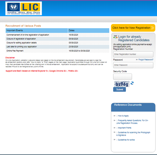 LIC AE & AAO Specialist Recruitment 2025 LIC AE & AAO Specialist Recruitment 2025Official Website Screenshot.