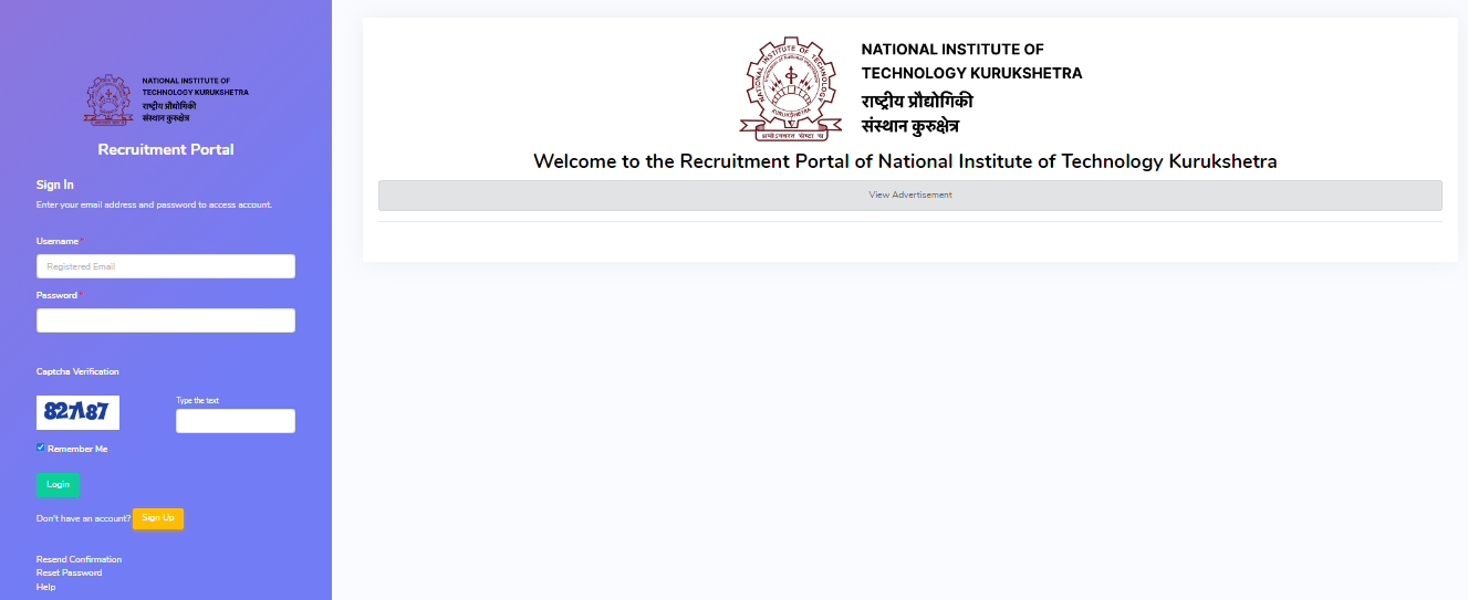 NIT Kurukshetra Non Teaching Recruitment 2025 Official Screenshot.