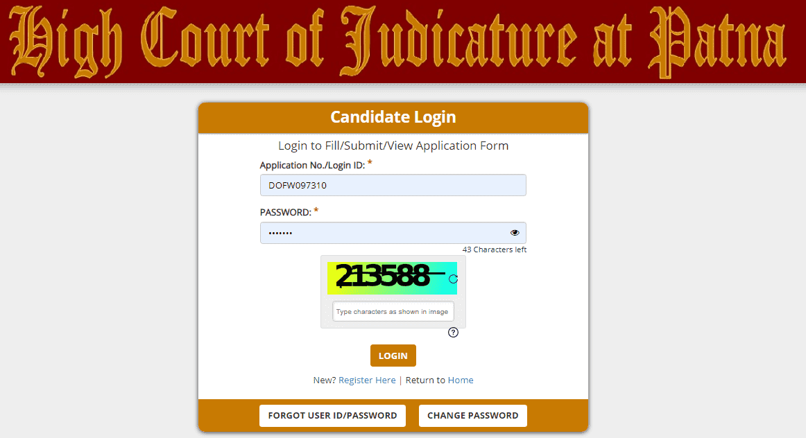 Patna High Court Stenographer Vacancy 2025 Official Website Screenshot.