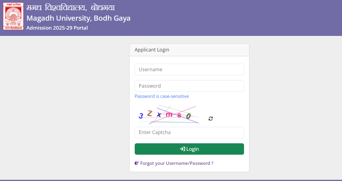 Magadh University UG Spot Admission 2025 Magadh University UG Spot Admission 2025 Official Website Screenshot.