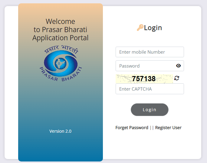 Prasar Bharati Vacancy 2025 Prasar Bharati Vacancy 2025 Official Website Screenshot.